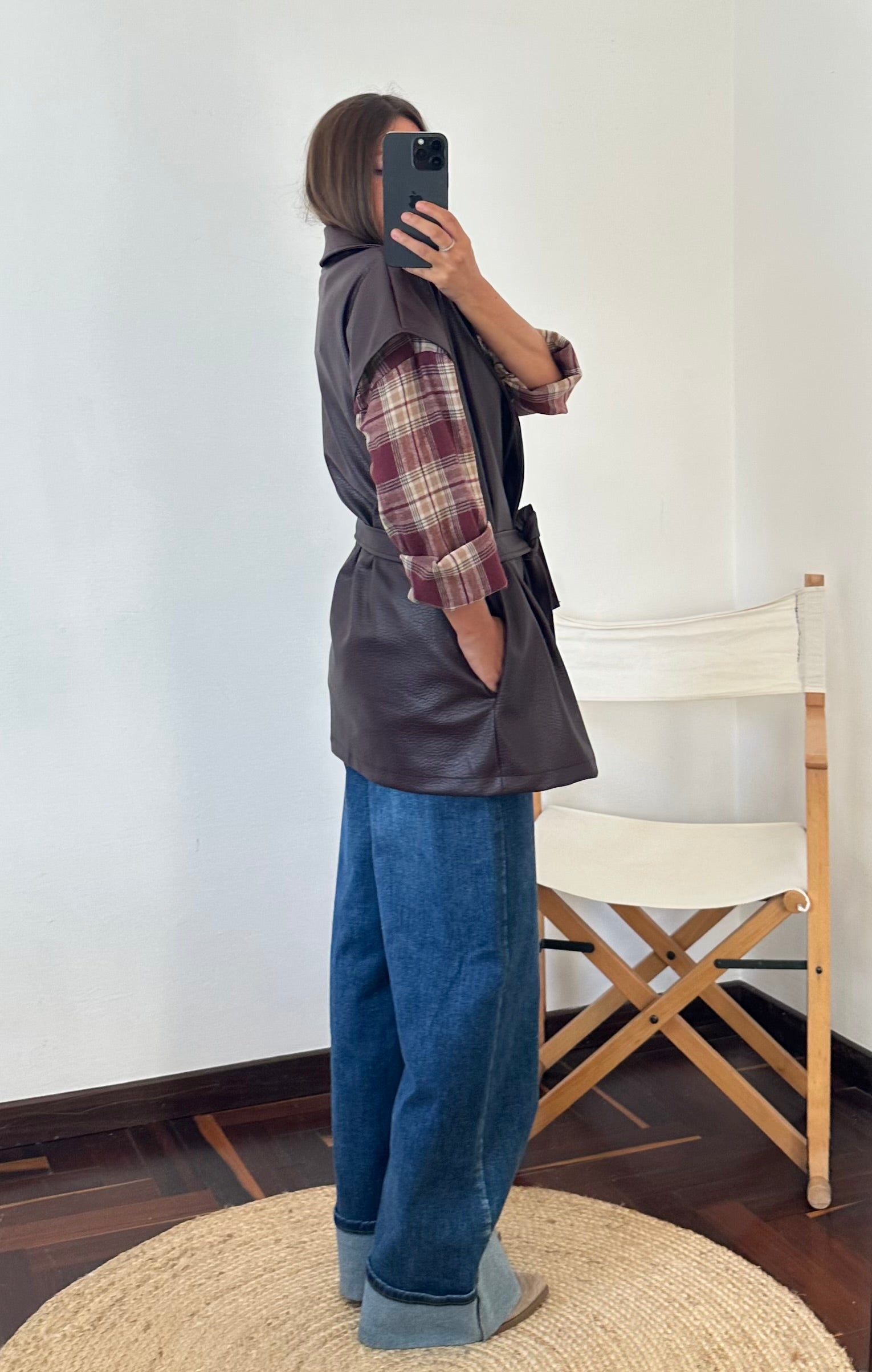 GILET ECOPELLE MARTELLATA BORGOGNA