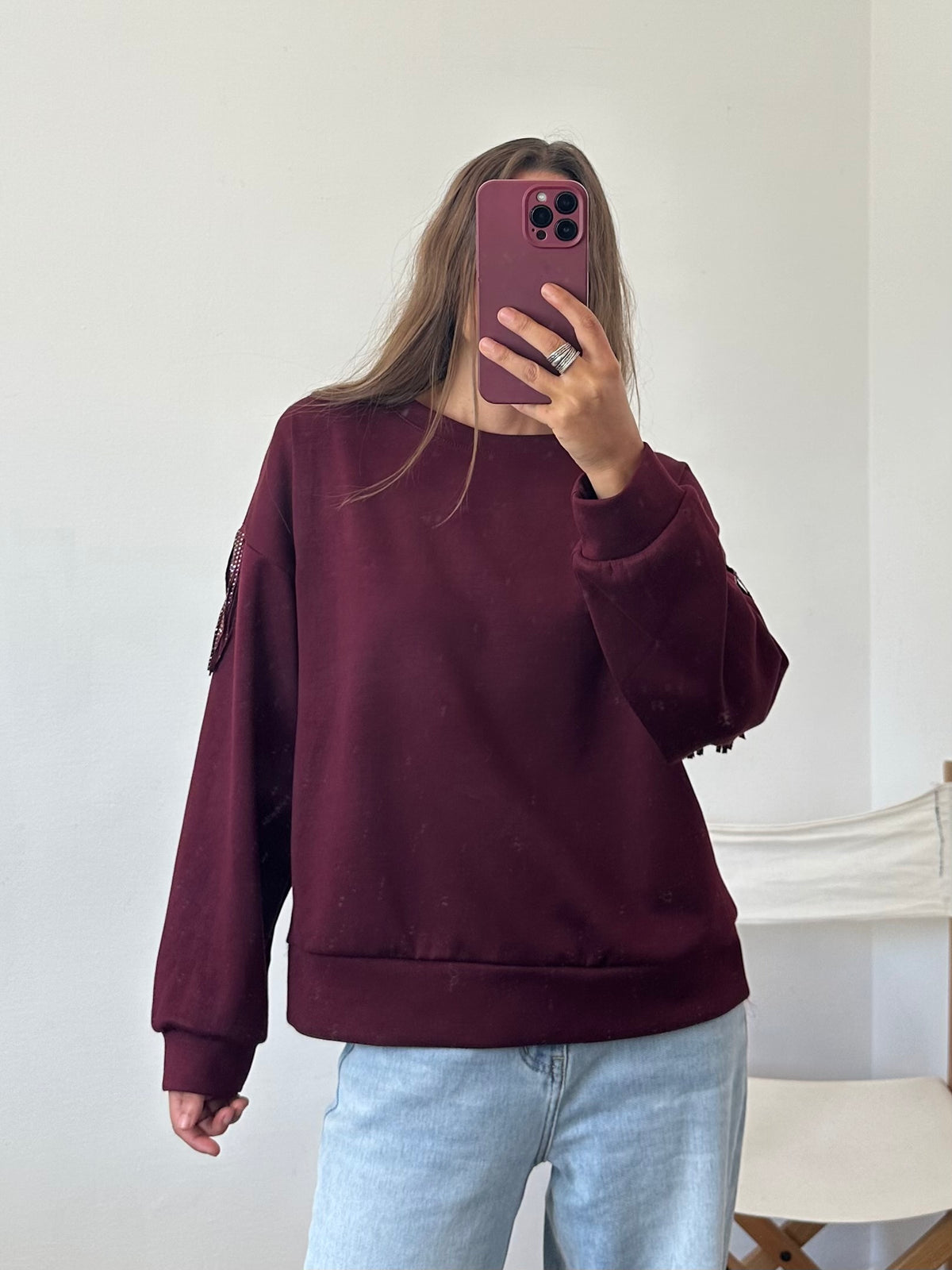 FELPA FRANGE BORDEAUX