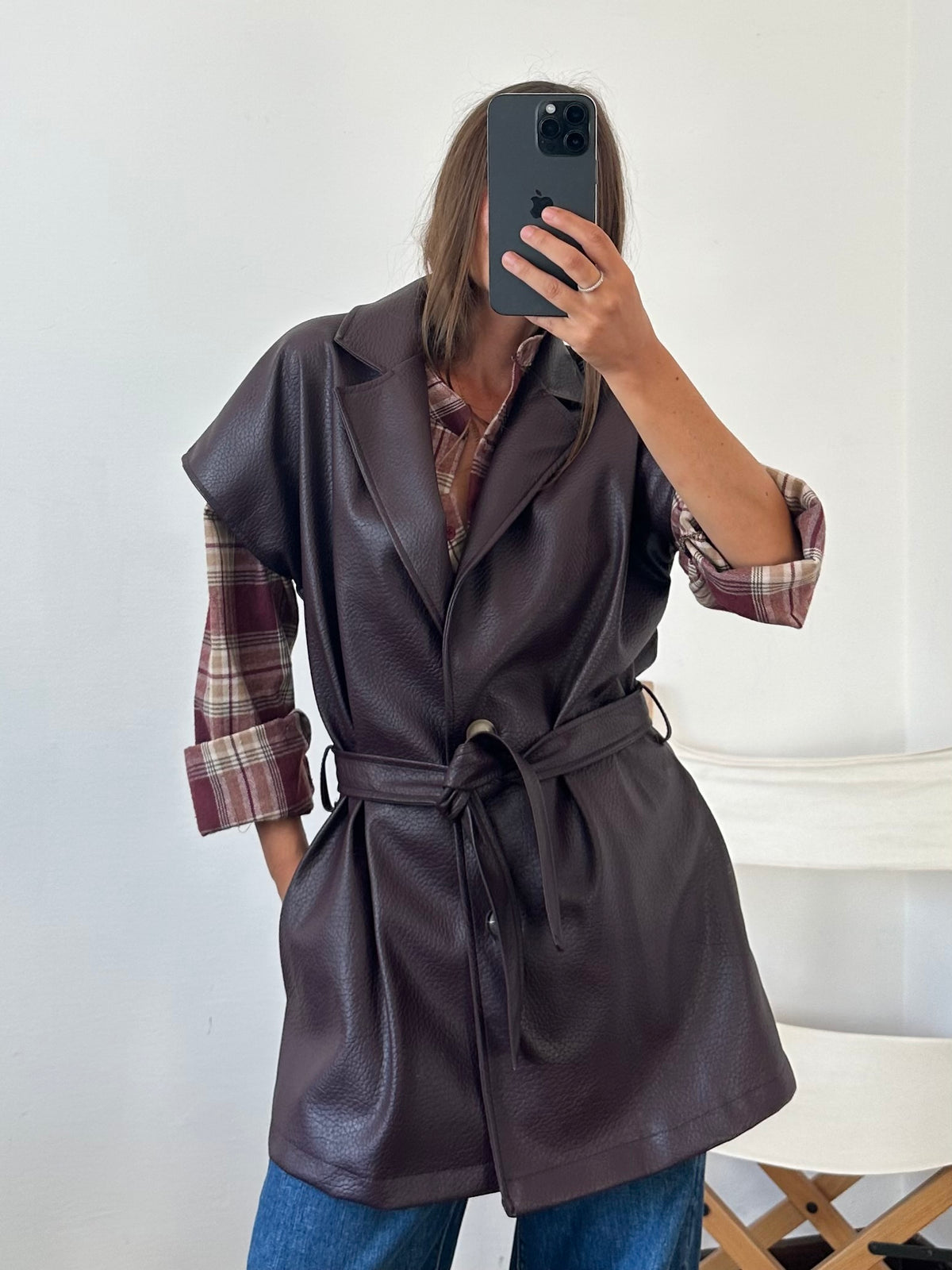 GILET ECOPELLE MARTELLATA BORGOGNA