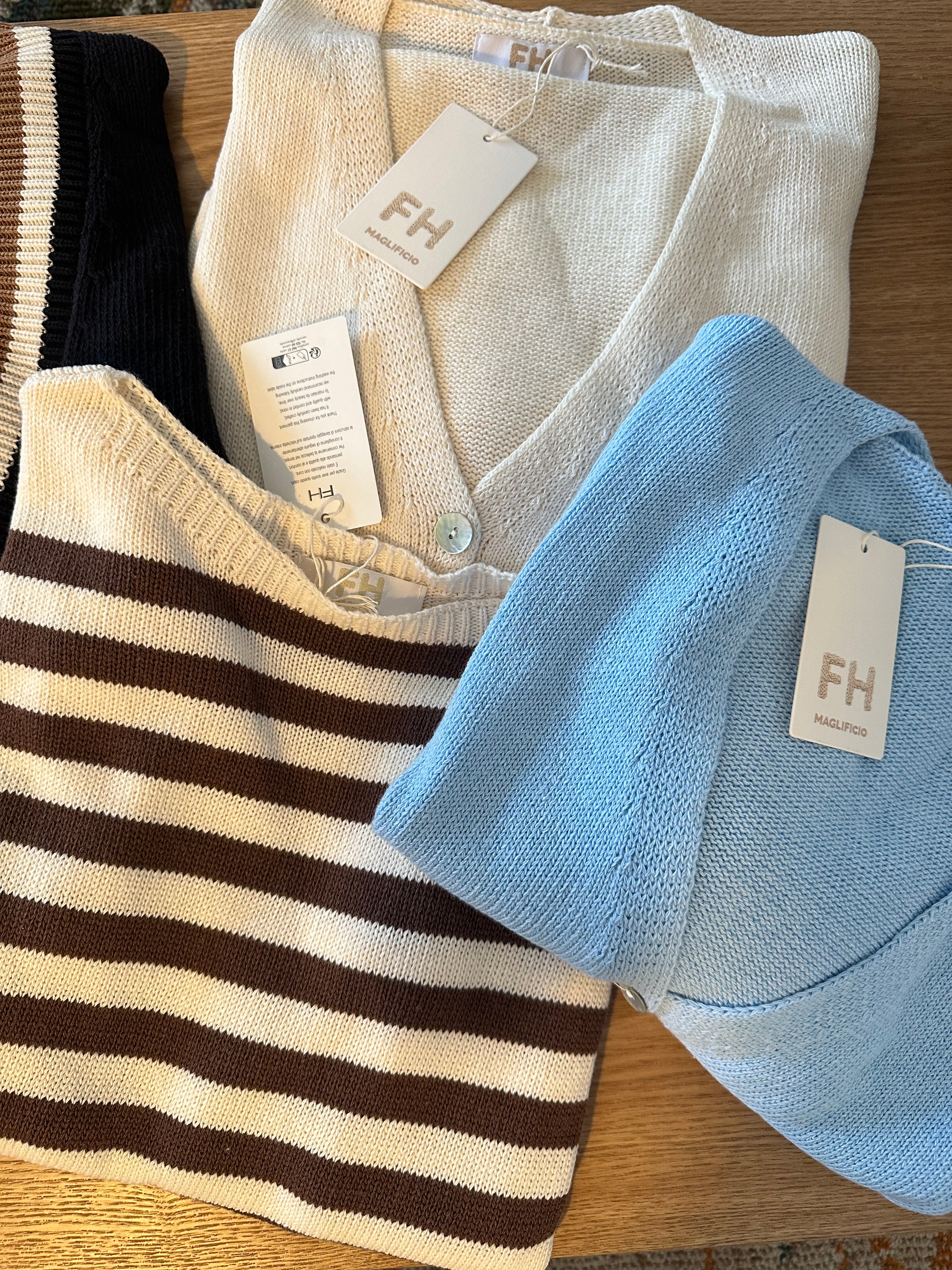 CARDIGAN con tasche in misto cotone PANNA