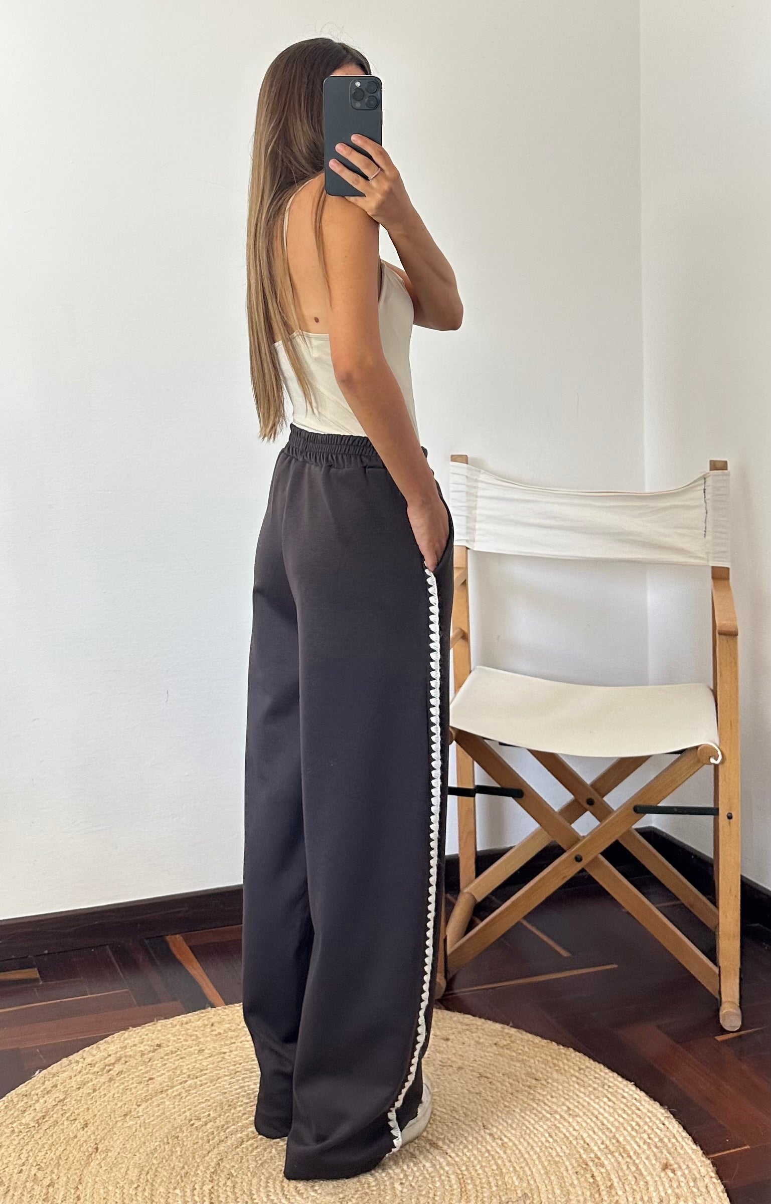 PANTALONE RICAMO PUNTO MILANO CIOCCOLATO