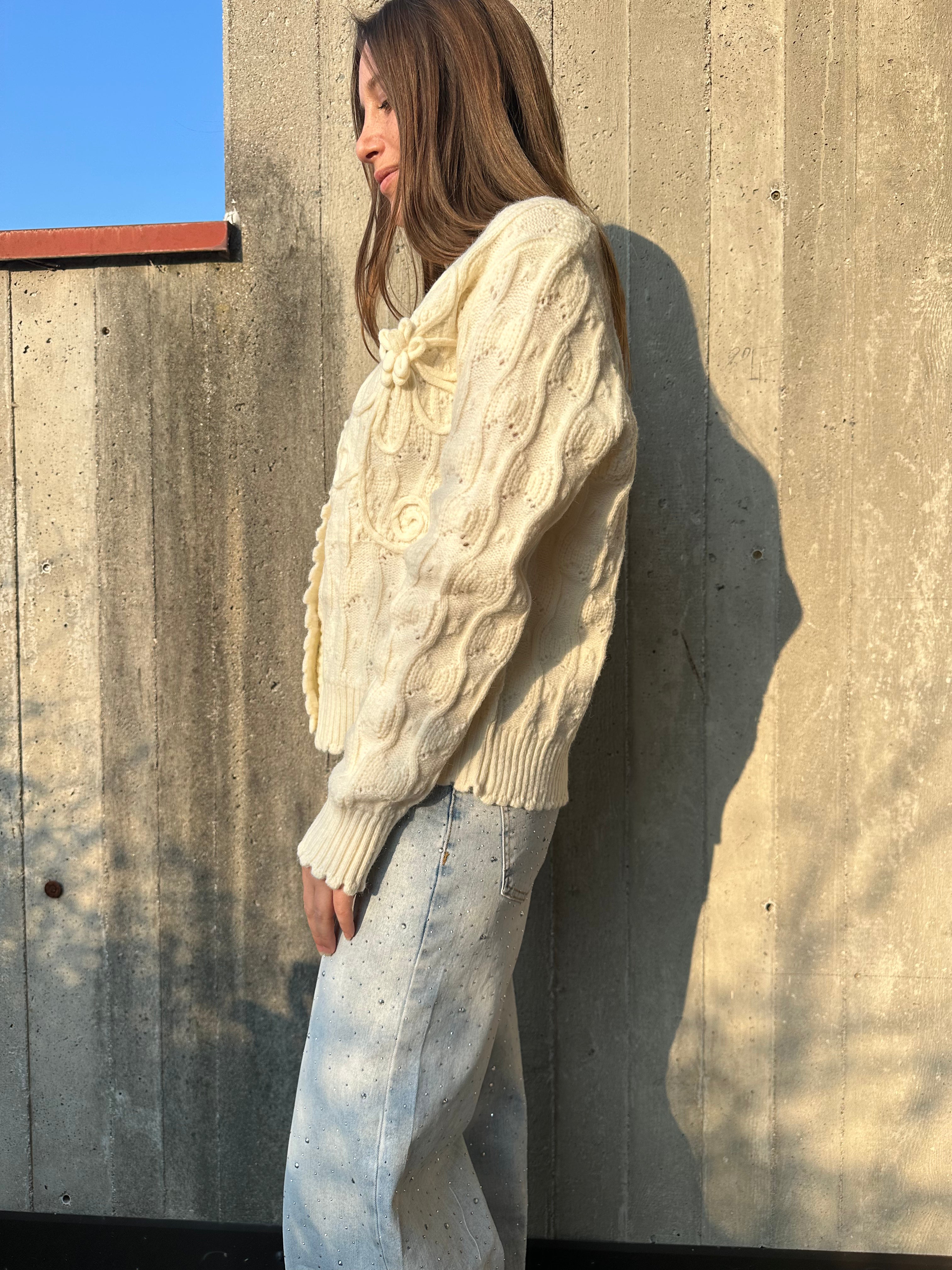 CARDIGAN RICAMATO PANNA